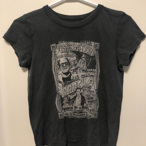 Brandy Melville Grey Dracula/Frankenstein Shirt - Picture 1 of 4
